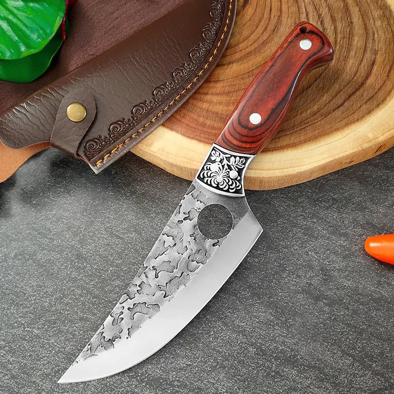 Hand-Forged Boning Knife Professional Butchers' Knife Wood Handle Cleaver Meat Kitchen Knife Chef Slicing Fruit Utility Knife