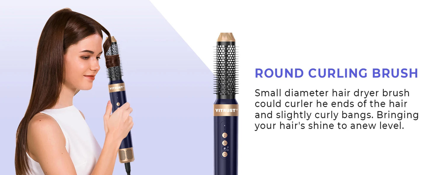 7 In 1 Hair Dryer Brush Brushless High Speed Hair Dryer with Diffuser Ionic Blow Dryer Hot Air Styling Comb Auto Hair Curler