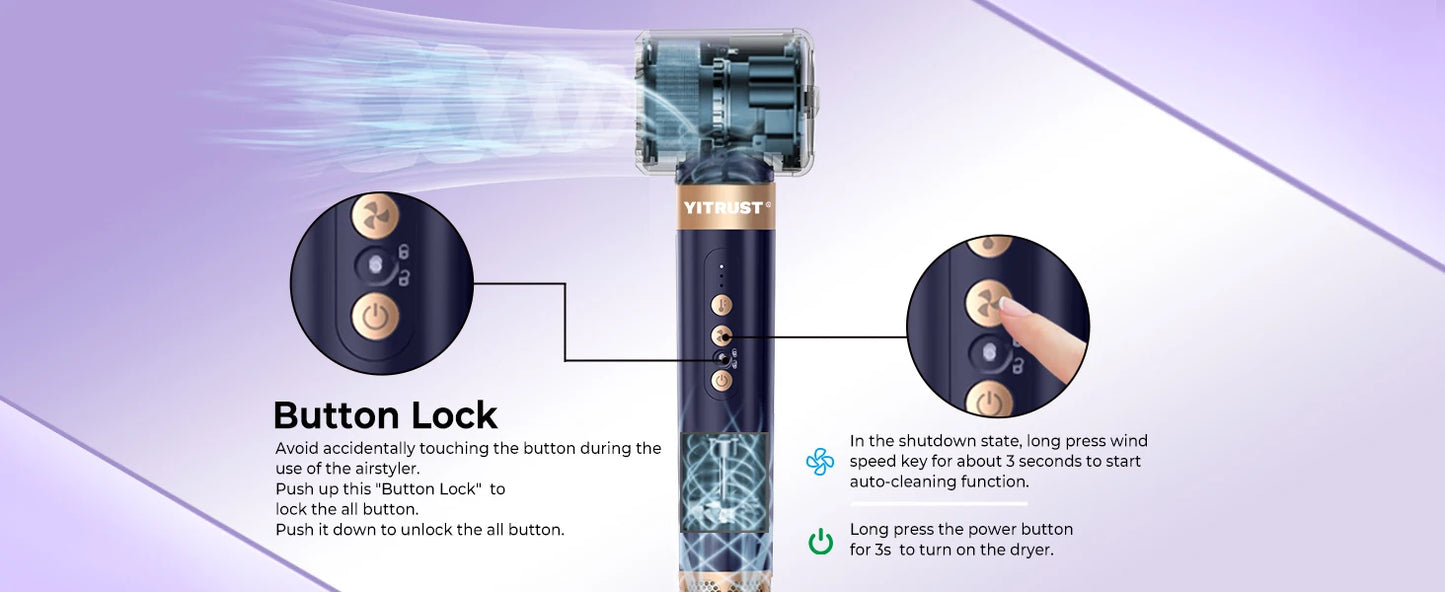 7 In 1 Hair Dryer Brush Brushless High Speed Hair Dryer with Diffuser Ionic Blow Dryer Hot Air Styling Comb Auto Hair Curler