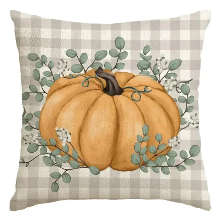 18*18inch Thanksgiving Decorative Cushion Cover ,Linen Pumkin Maple Leaf Autumn Pillow Covers ,Cushion Covers for Sofa Chair