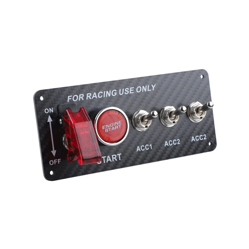 12V Racing Car Ignition Switch Panel Engine Start Stop Ignition Push Buttons LED Toggle Switch Panel Carbon For Truck