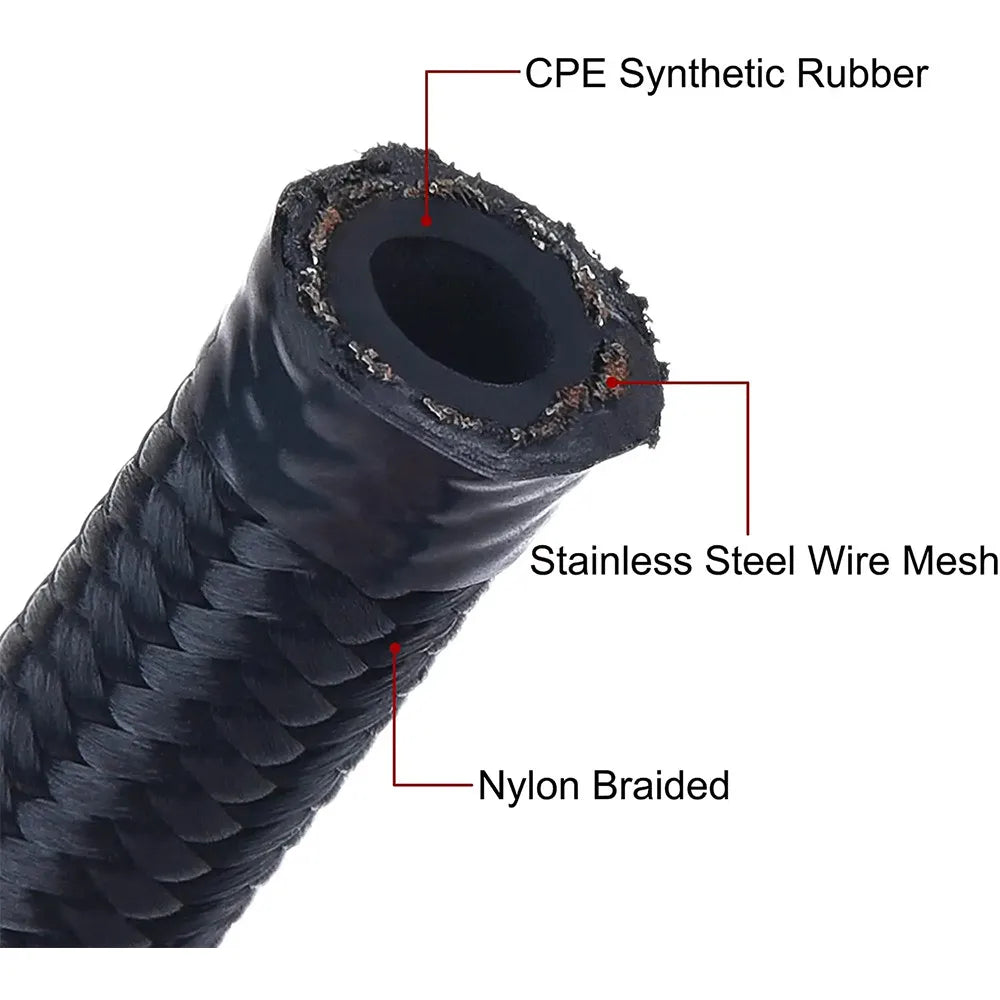 1M 6AN AN6 Black Braided Oil Fuel Fittings Hose End 90+90 Degree Oil Adaptor Kit Oil Fuel Hose Line