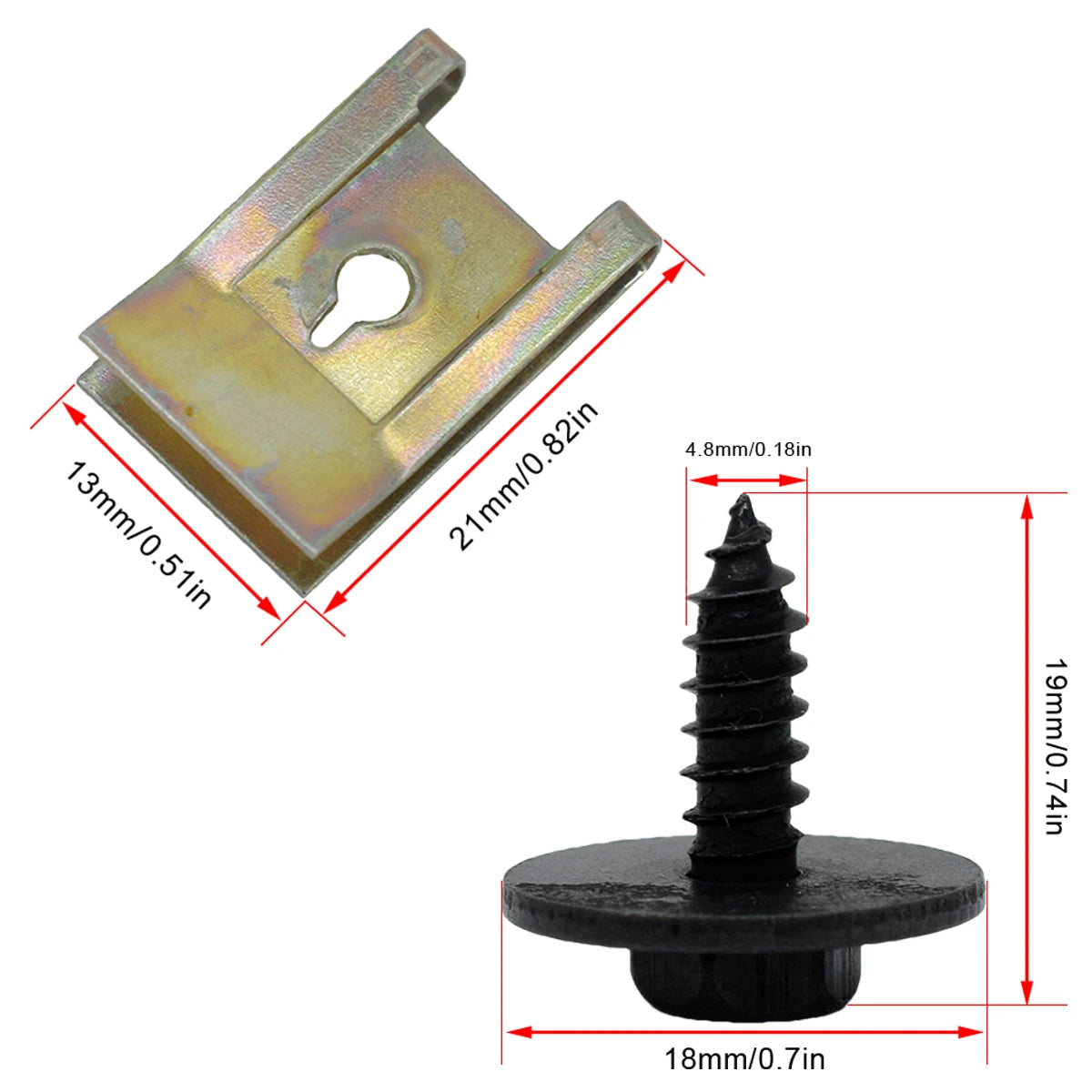 20pc Chassis Engine Guard Metal Nut/Screw Washers U-shape Clip Car Fender Bumper Screws For BMW Hex Speed Fastener ﻿