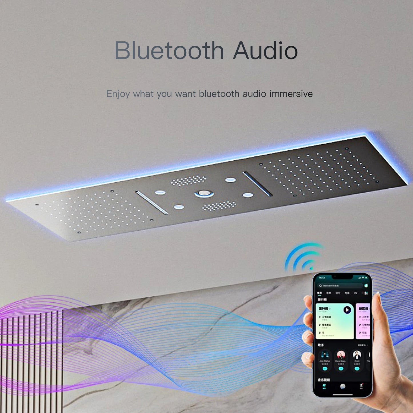 AITANA Luxury Brass Gunmetal LED Display Thermostatic Shower System Bathroom Ceiling embedded concealed giant curtain Rainfall