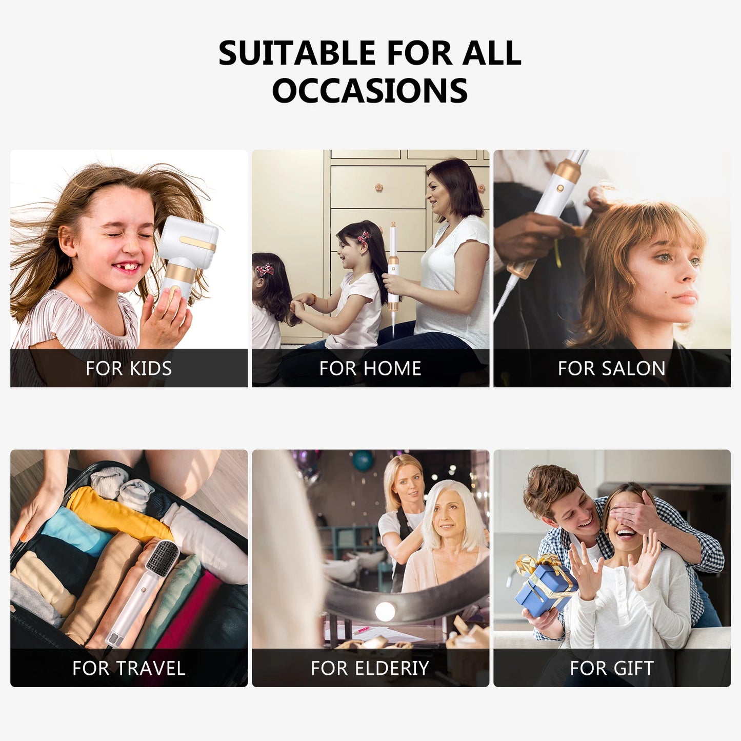 7 In 1 Hair Dryer Brush Brushless High Speed Hair Dryer with Diffuser Ionic Blow Dryer Hot Air Styling Comb Auto Hair Curler