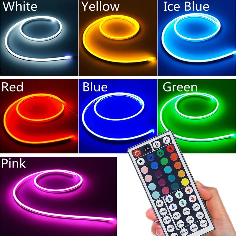 RGB LED Neon Lights with 44Keys Remote Flexible Neon Strip Lights 5V RGB Rope Lights Gaming Led Neon Light Strip for Bedroom