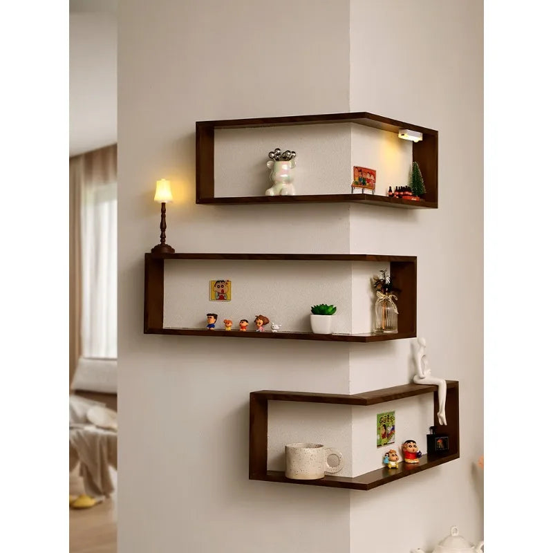 Corner shelves, bedroom wall storage racks, creative wall decorative paintings