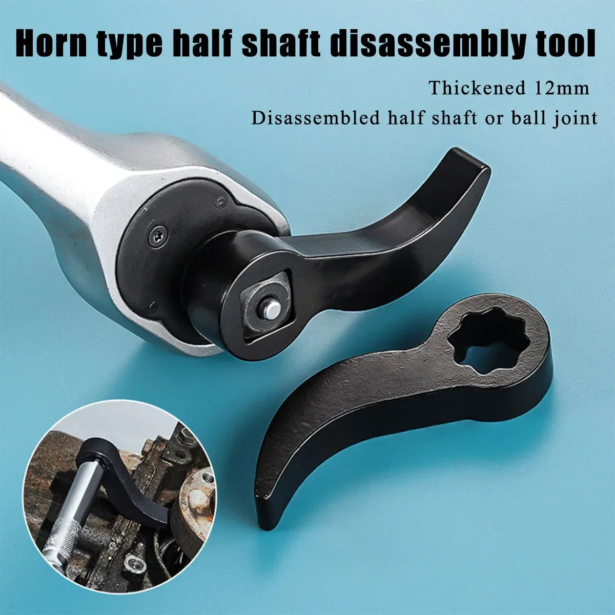 2Pcs Car Angle Type Half Axle Disassembly Tool Drive Pry bar Adapter Bar Fits1/2 Ratchet for Disassembling Axles Repair Tool