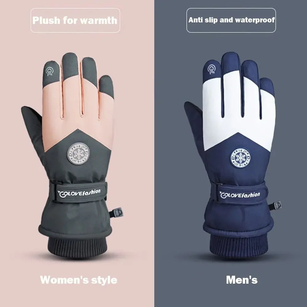 Winter Snowboard Ski Gloves PU Leather Non-slip