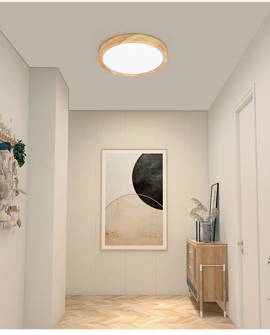 Modern LED Ceiling Light Wood Grain Golden One Light with 3 Colours