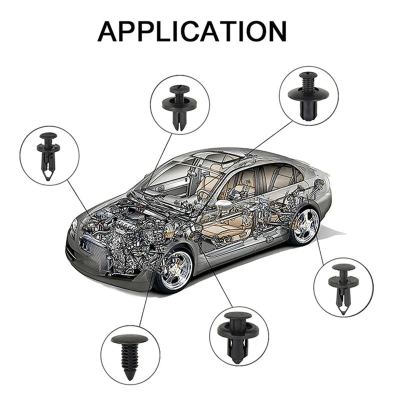 190-Piece Car Trim Fasteners Set – 6 Sizes ABS Plastic Push Rivets for Door Panels, Bumpers & Interior