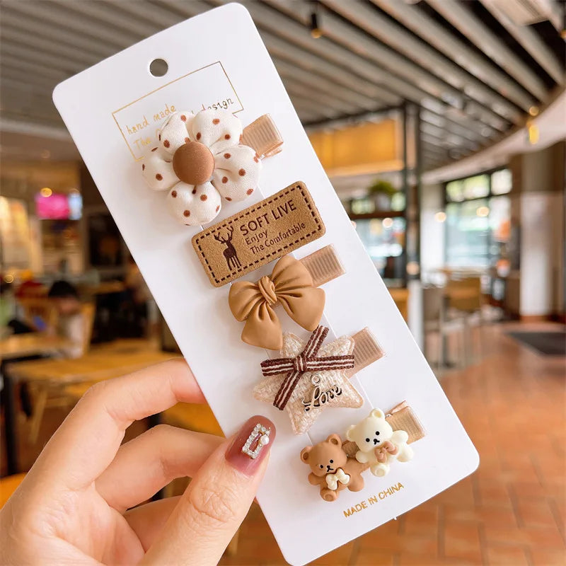 1Set Girls Cute Candy Bowknot Flower Barrettes Girls Baby Hair Clip Hairpins Headband For Children Kids Hair Accessories New