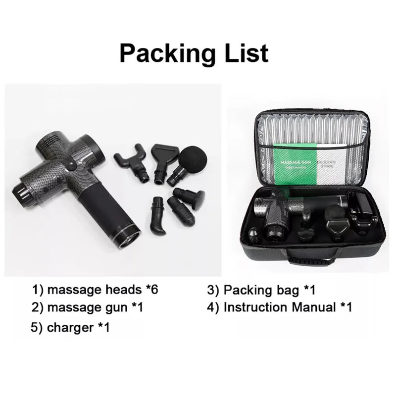 Massage Gun Electric Percussion Pistol Massager Body Neck Back Deep Tissue Muscle Relaxation Pain Relief Fitness