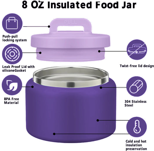 Bento Lunch Box With 8oz Stainless Steel Insulated Vaccum Food Jar