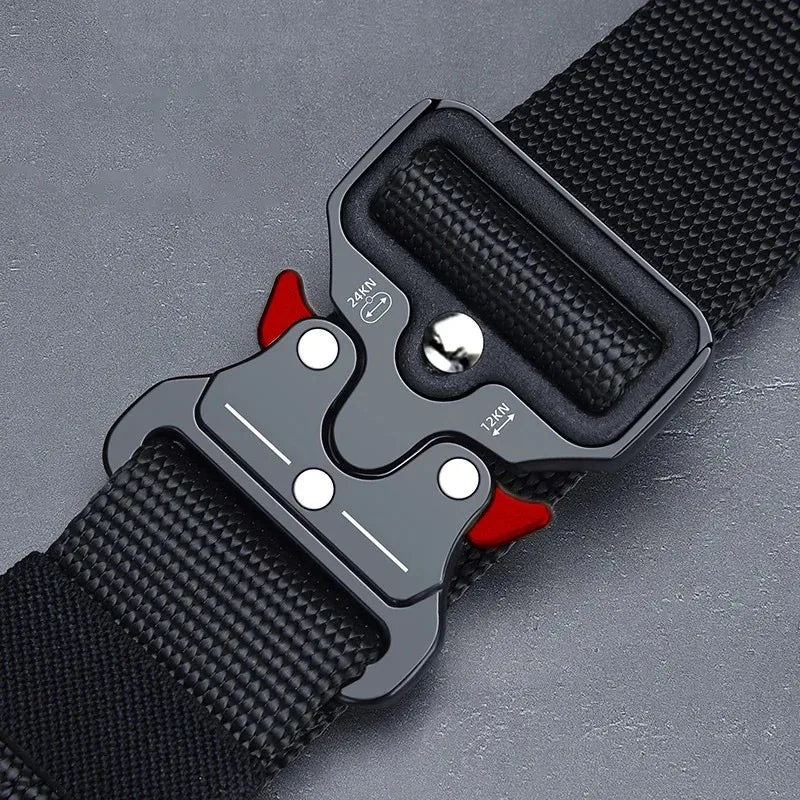Tactical Belt Men's Outdoor Multi-Function Belt Premium Canvas/Nylon Hybrid Waistband for Hiking Travel