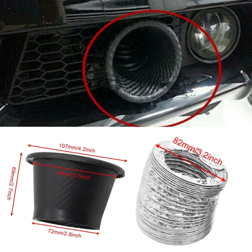 Functional Car Air Duct Front Bumper Cold Air Intake Duct ABS Universal