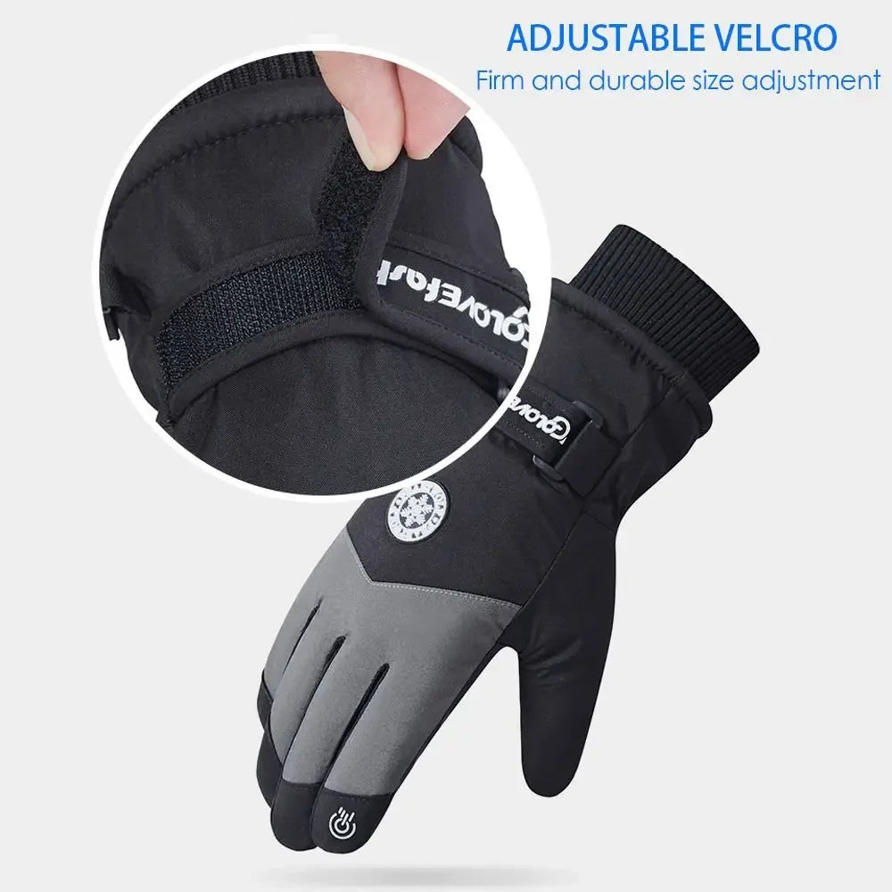 Winter Snowboard Ski Gloves PU Leather Non-slip