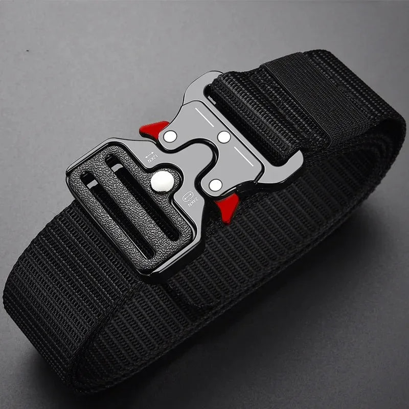 Tactical Belt Men's Outdoor Multi-Function Belt Premium Canvas/Nylon Hybrid Waistband for Hiking Travel