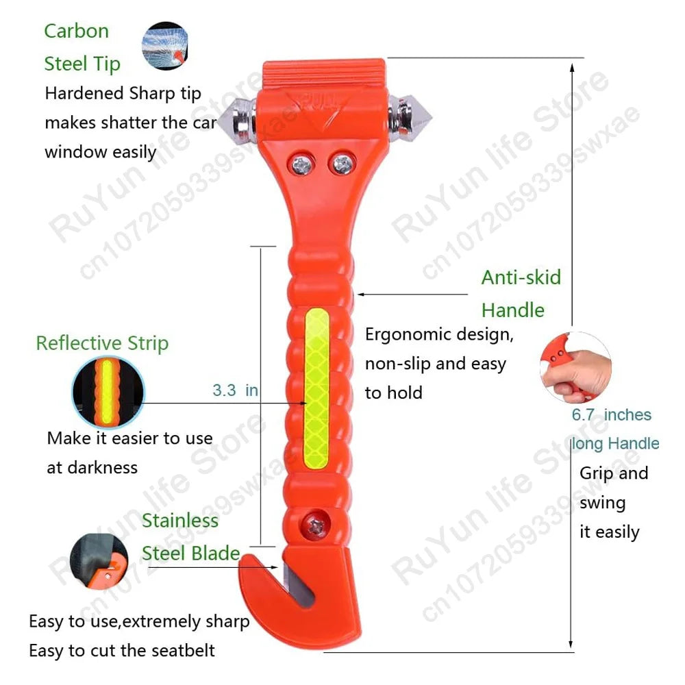 Caer Window Breaker Seatbelt Cutter 2-in-1 Emergency Car Glass Punch Hammer