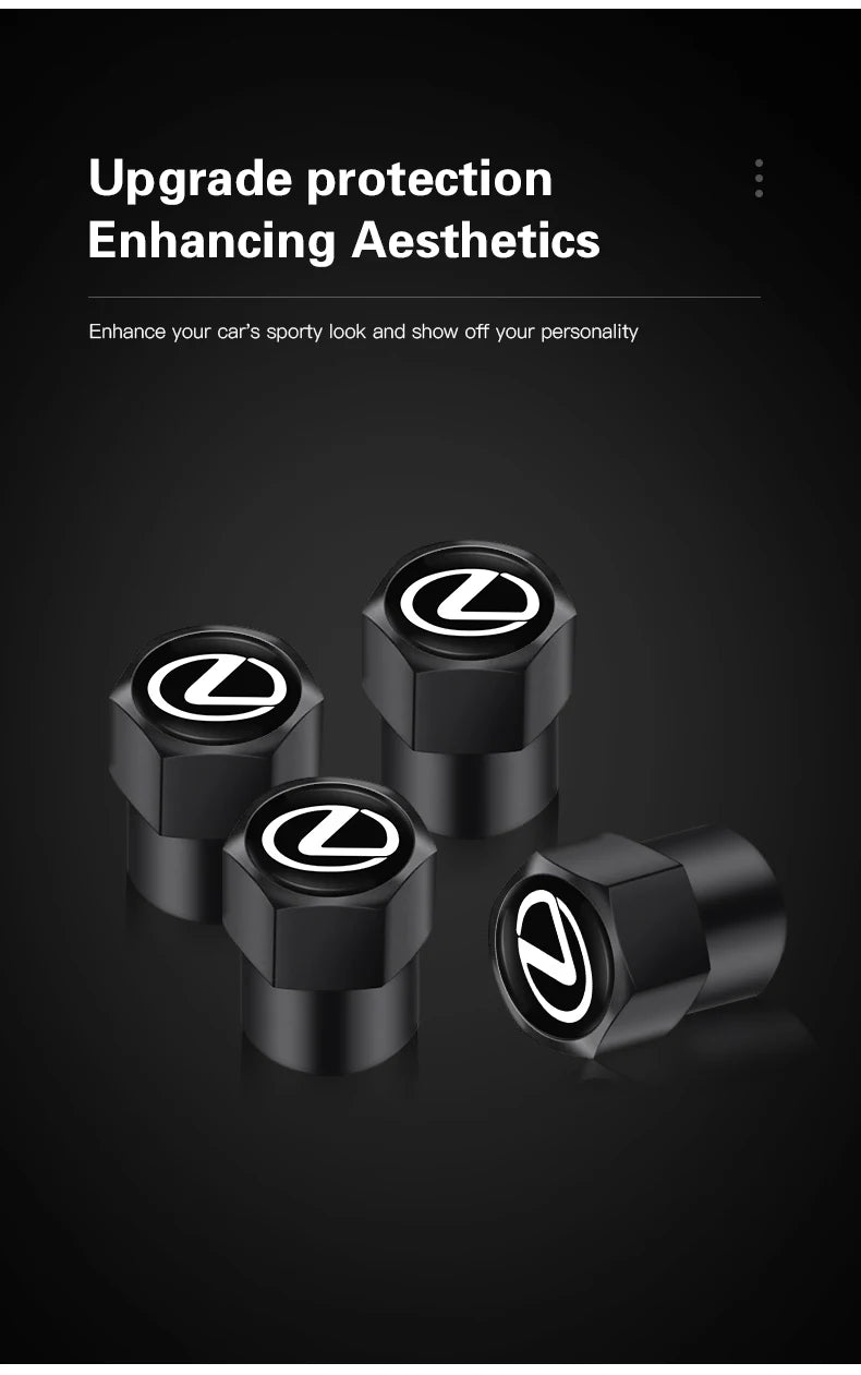 4Pcs Lexus Styling Wheel Tires Bolt-in Valve Caps Badge Decor For Lexus IS250 IS200 CT200h GS300 LS430 RX450h LX570 IS300 ES RX LS