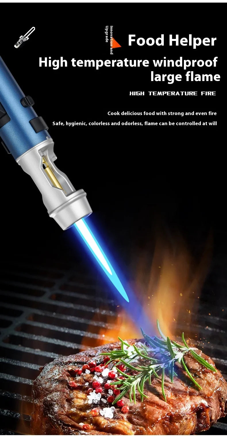Powerful Metal Gas Lighter Windproof Kitchen Cooking Torch Flame Jet Barbecue