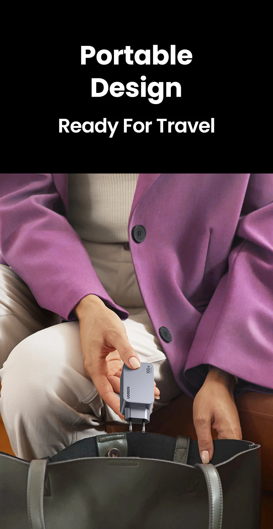 UGREEN 100W GaN Charger USB C Charger QC4.0 3.0 Quick Charge