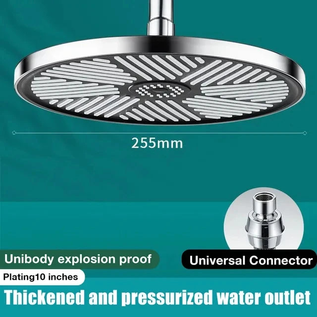 10 Inches Supercharge Shower Head Set 3 Modes High Pressure Rainfall Bathroom Shower ﻿