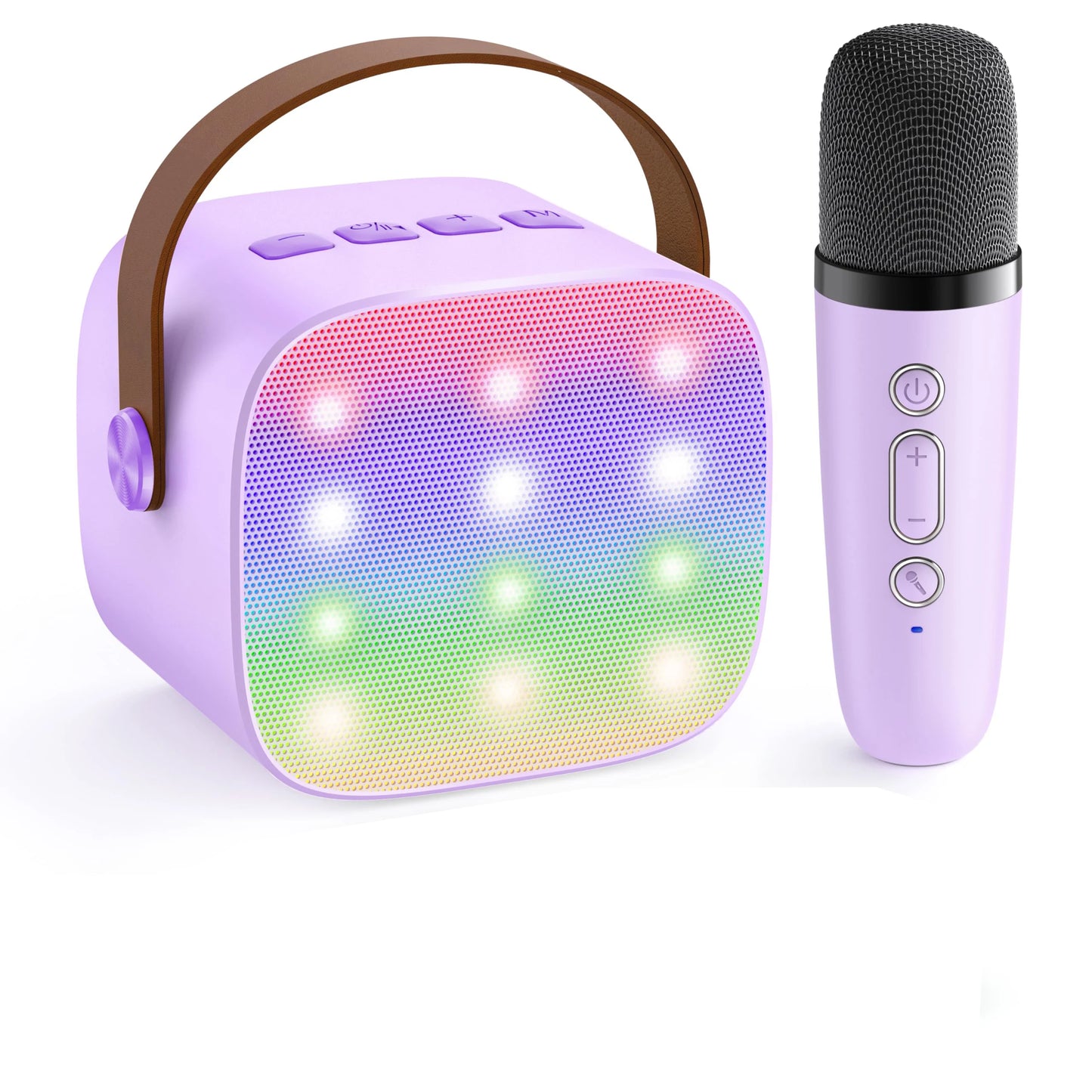 Mini Karaoke Machine Portable Bluetooth 5.3 PA Speaker with 2 Wireless Microphones for Home Family Singing Gift K12