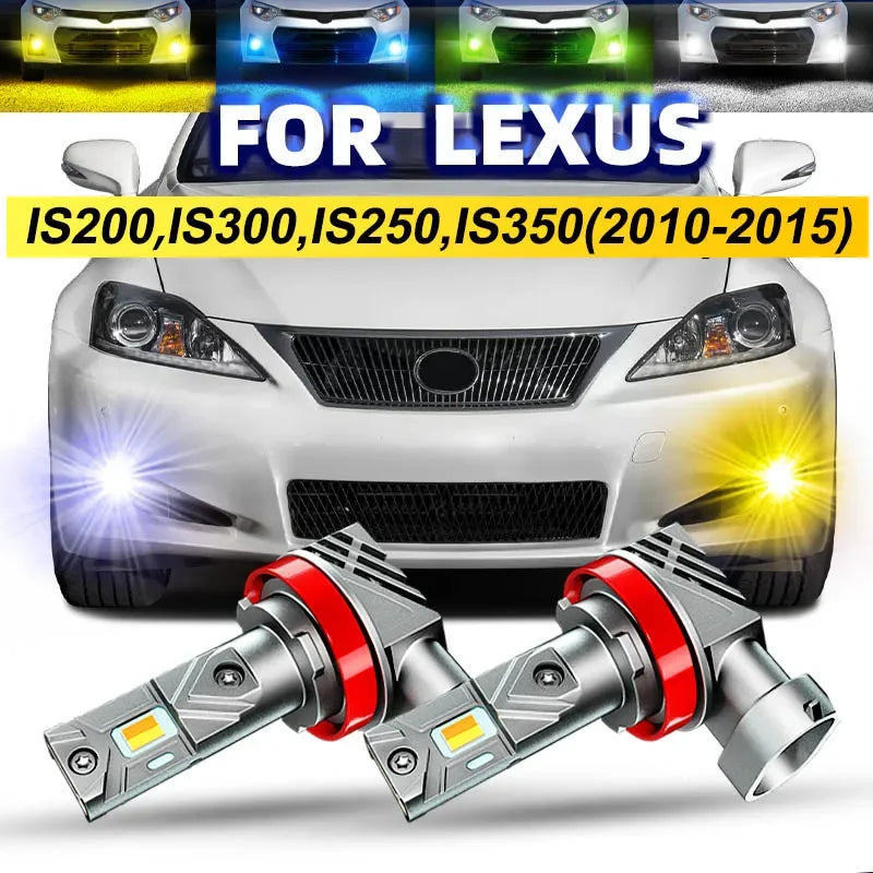 Lexus IS200 IS300 IS250 IS350 2010 2011 2012 2013 2014 2x Car LED Front Fog Lights Bulbs Dual Colours Switchback White Yellow