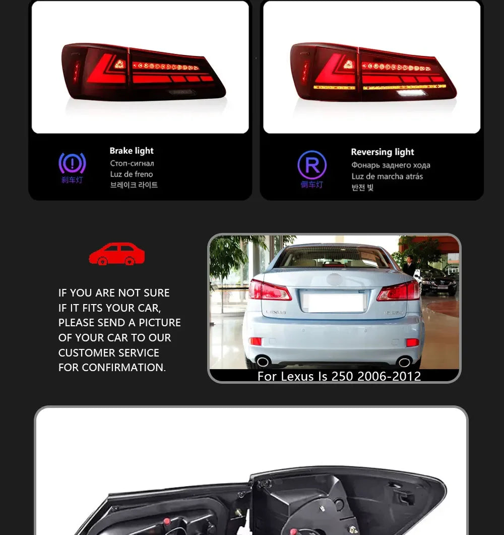 Lexus IS IS250 Taillights 2006-2012 Upgrade Modified to New DRL Dynamic Turn Signal LED Taillight