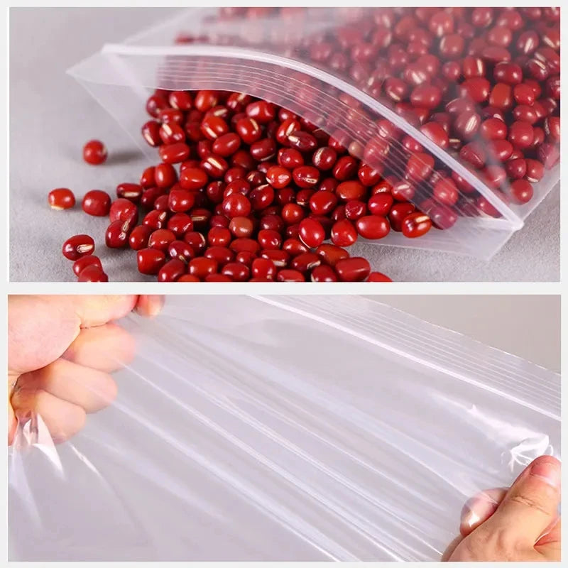 100Pcs Thicken Zipper Sealed Bags Clear Plastic Storage Zipper Bags