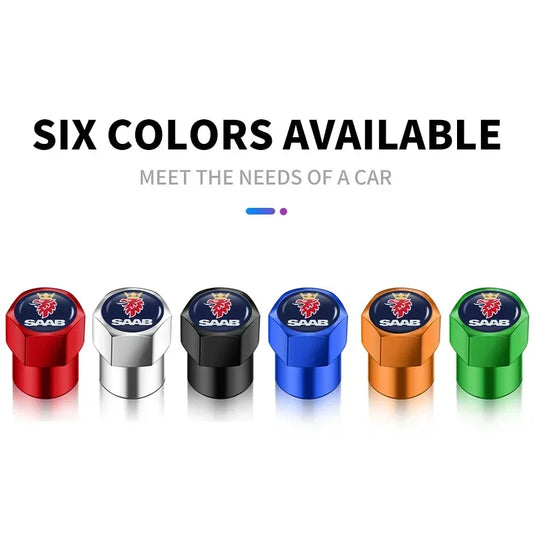 4PCS Car Tire Wheel Stem Air Valve Caps Covers For SAAB 9-4X 9-7X 9-3 9-5 9-2X 9-X