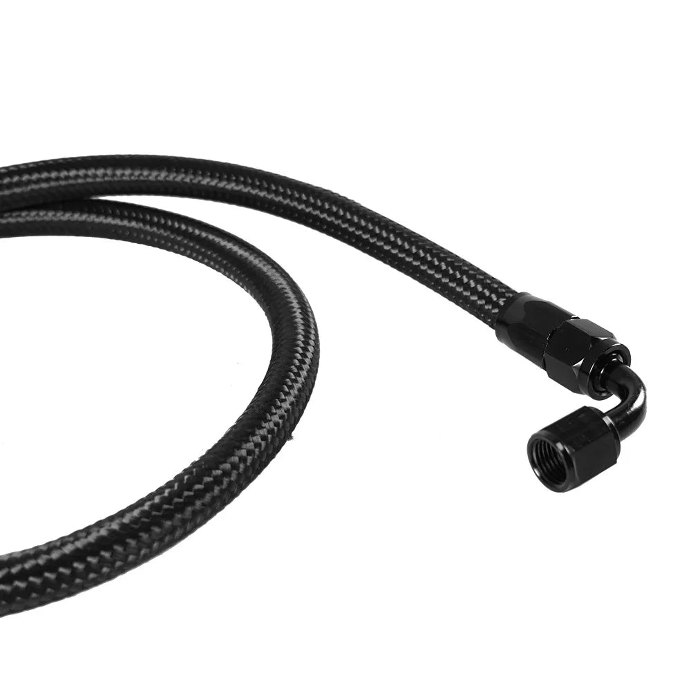 1M 6AN AN6 Black Braided Oil Fuel Fittings Hose End 90+90 Degree Oil Adaptor Kit Oil Fuel Hose Line