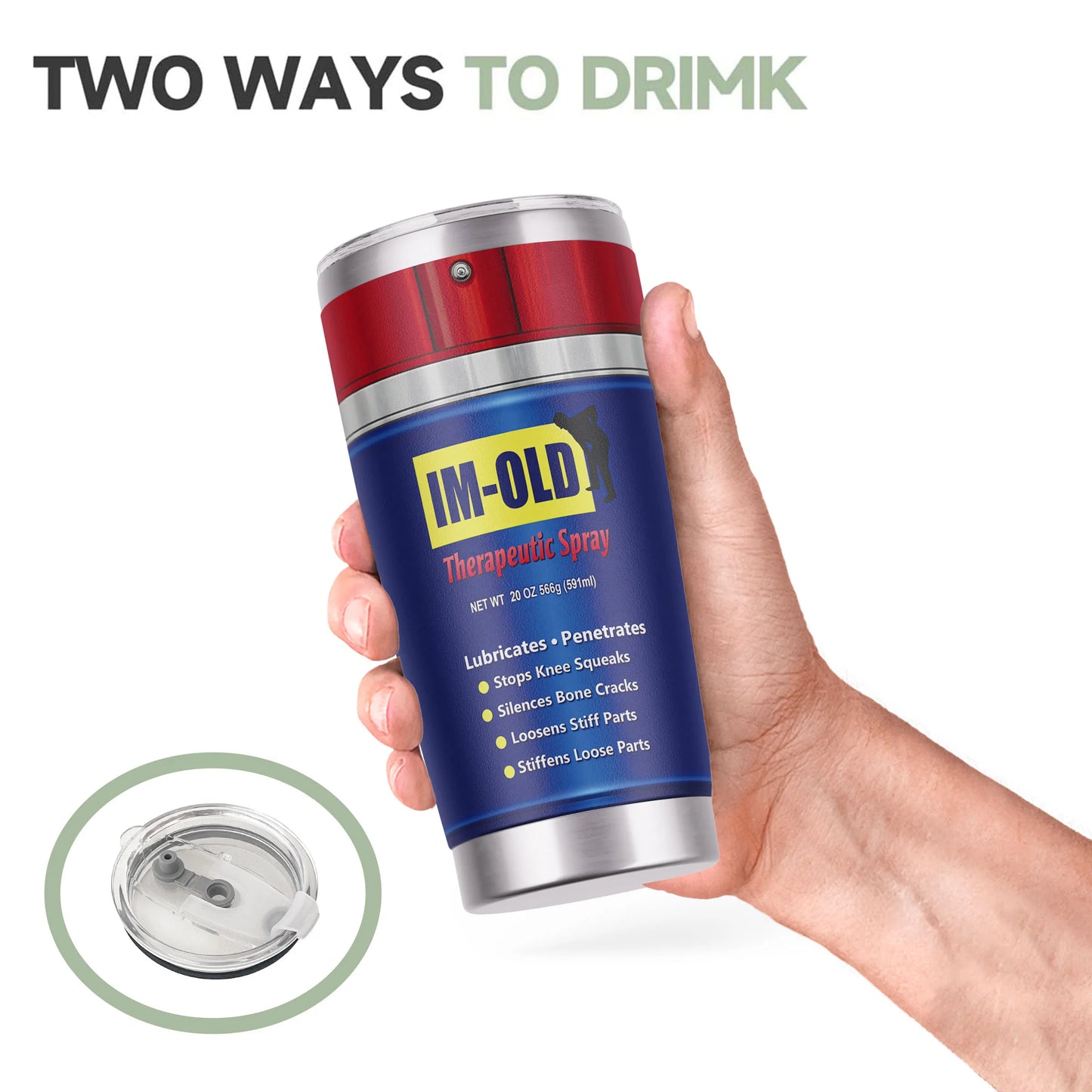 WD-40 Themed Stainless Steel Tumbler, 20 oz, with Straw and Lid, Distressed Design