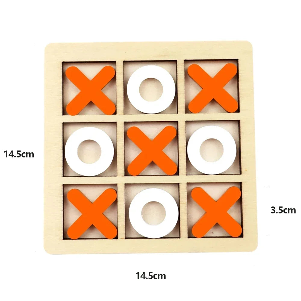 Wooden XO Tic Tac Toe Game Mini Chess Board Interaction Puzzle Training Montessori Educational Toys Gift for Kids Boy Girl