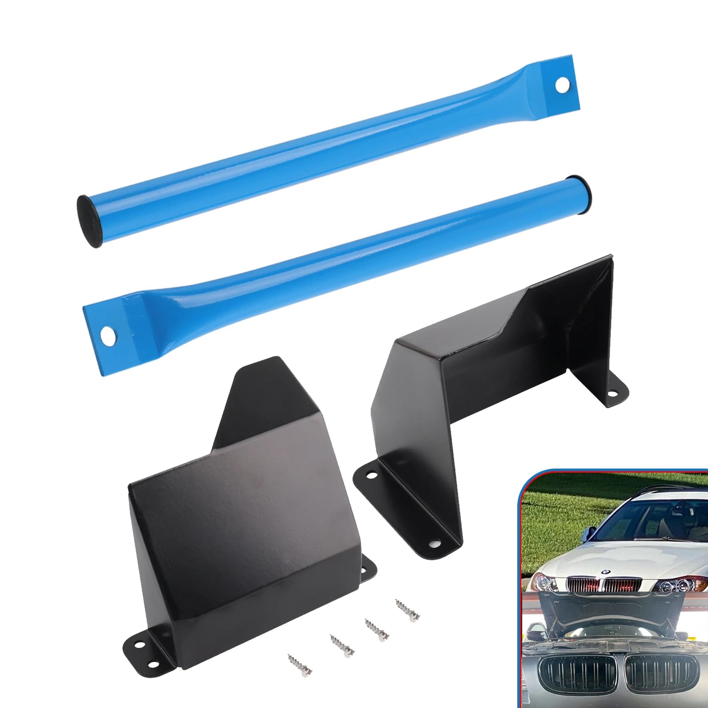 QT Dynamic Air Intake Scoops & Grill Bar V Brace Red BLACK For BMW E90 N52 N54 N55