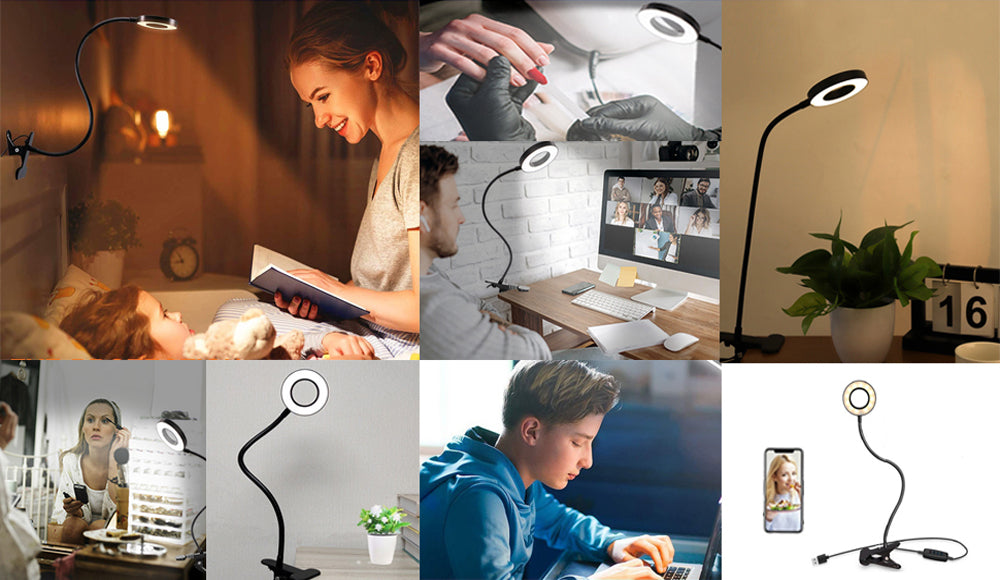 48 LEDs Clip on Desk Lamp 360°Flexible Gooseneck Reading Table Light Eye-Caring USB Clamp Books Night Light Study Read Light