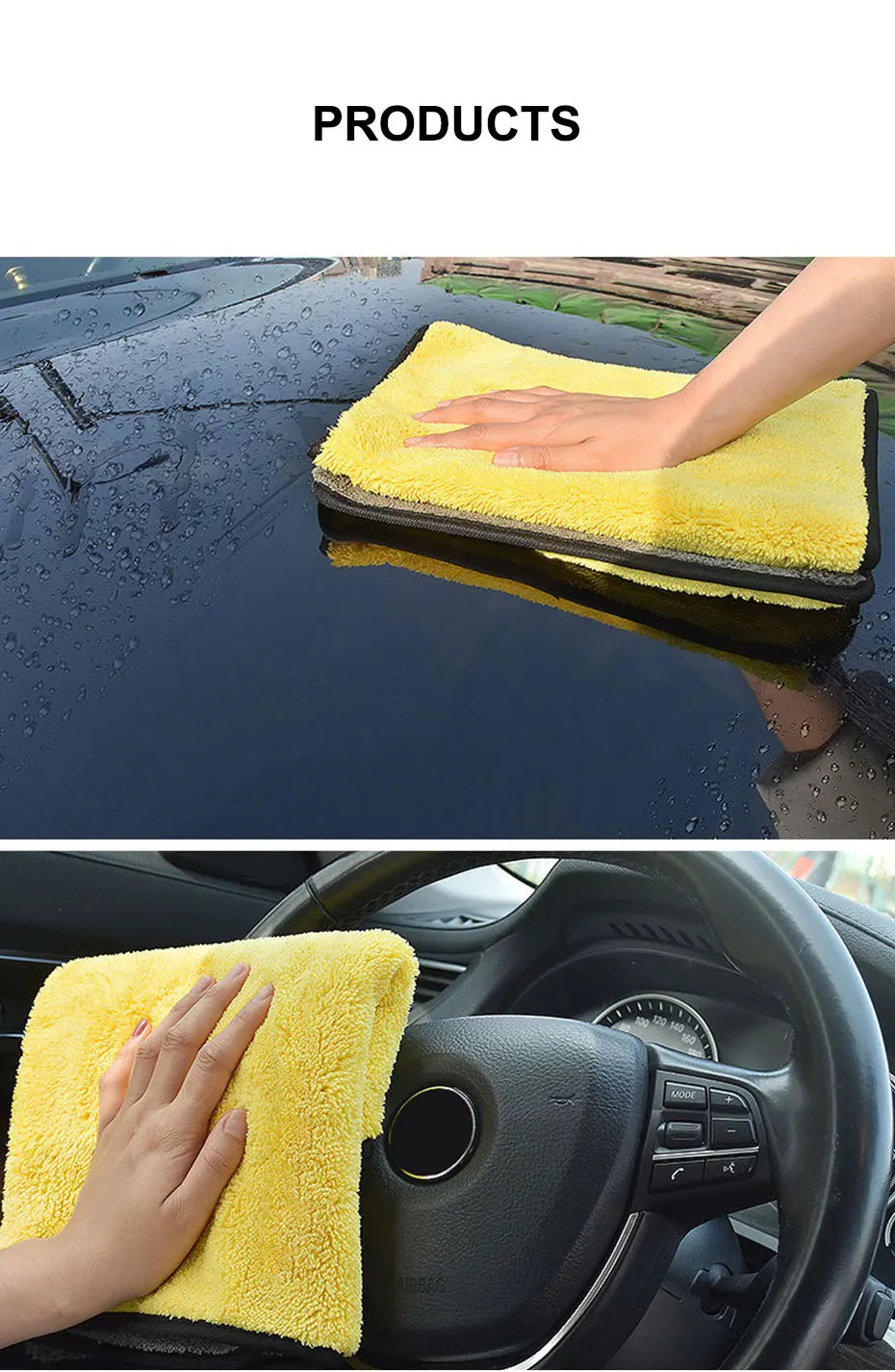 SEAMETAL Microfiber Car Washing Towel 400GSM Double-Sided Coral Velvet