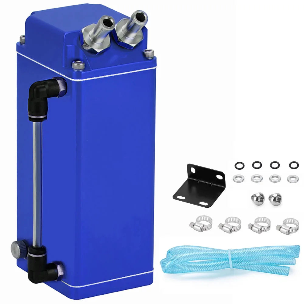 Universal Square Style Oil Catch Can Oil Tank Reservoir Breather Kit 0.5L Aluminium Racing Fuel Surge