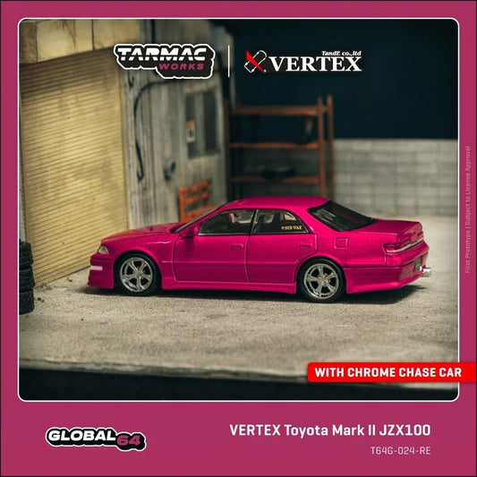 PreSale TW 1:64 VERTEX Toyota Mark II JZX100 Red Metallic Diecast Car Model Collection Toys Tarmac Works