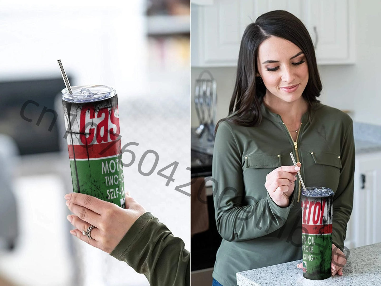 20Oz Motor Oil Stainless Steel Vacuum Double Wall Insulated Tumbler