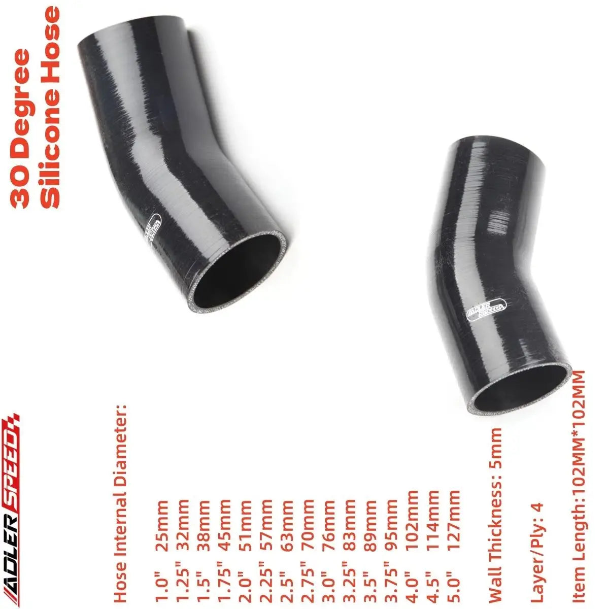 A+ Universal 30 Degree 38mm 51mm 57mm 60mm 63mm 70mm 76mm 83mm 89mm 102mm Elbow Silicone Hose Pipe Turbo Intake Couple