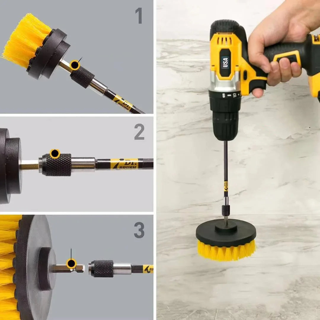 3pcs Drill Brush Attachment Set Power Scrubber Brush