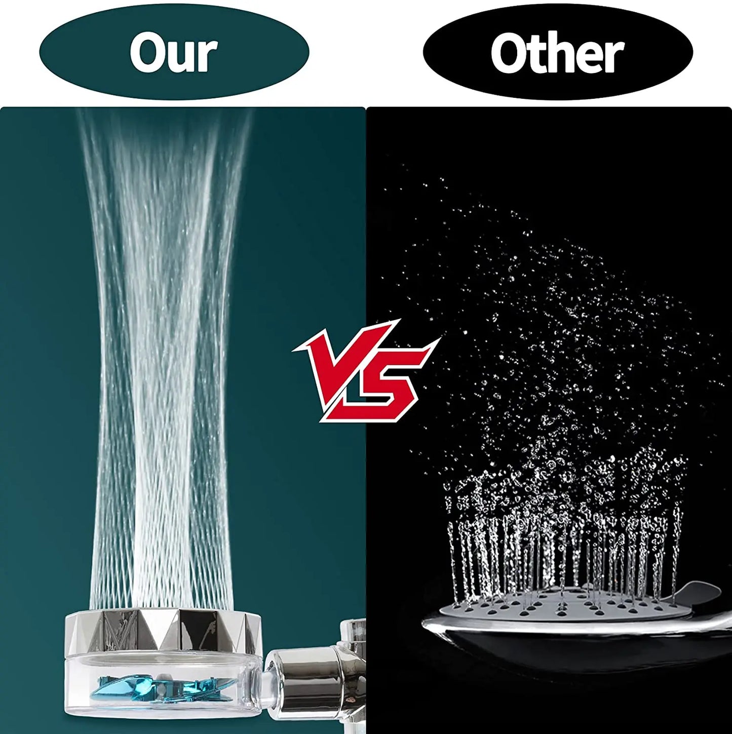 Shower Head 360 Degree Rotation Water Saving Flow Turbofan