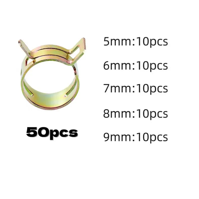 50 Pcs Fastener 5mm 6mm 7mm 8mm 9mm Spring Clip Fuel Water Line Hose Pipe Air Tube Clamps Fuel Water Tube Clamps Fastener