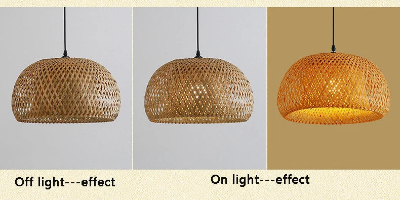 Bamboo Lantern 30cm Pendant Lamp Natural Rattan Wicker E27 LED Chandeliers