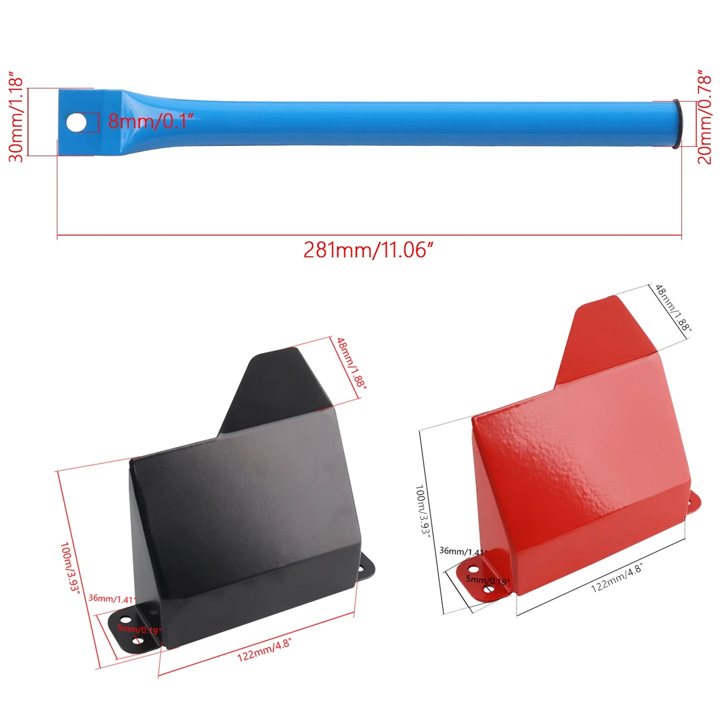 QT Dynamic Air Intake Scoops & Grill Bar V Brace Red BLACK For BMW E90 N52 N54 N55