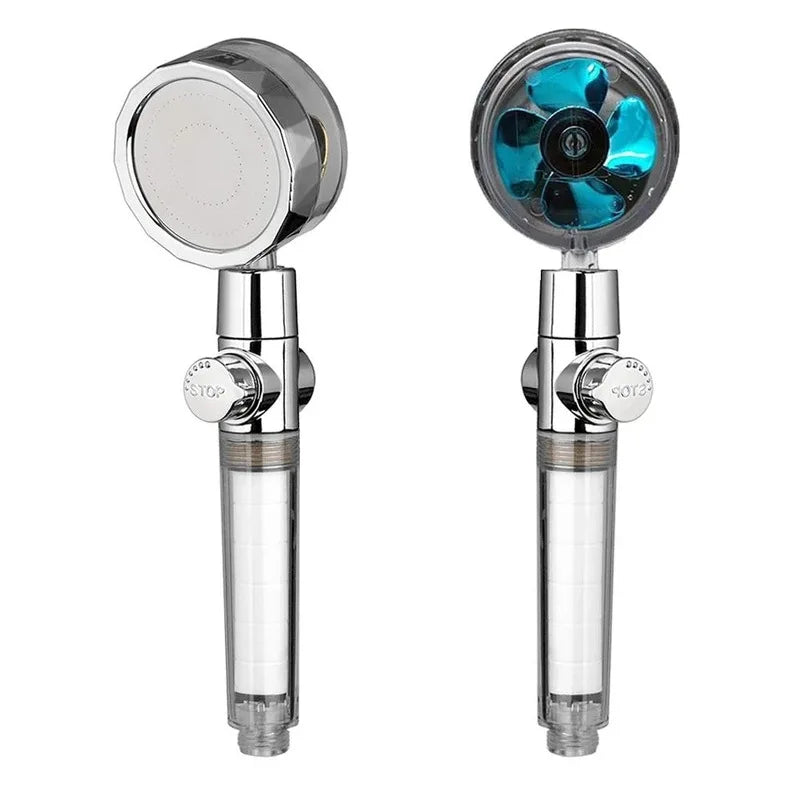 Shower Head 360 Degree Rotation Water Saving Flow Turbofan