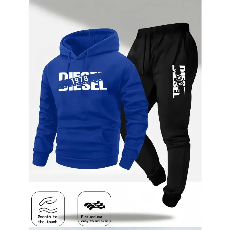 Men Hoodie sweatshirt sportswear fashion sports hooded sweatshirt casual sweatshirt and pants two in one