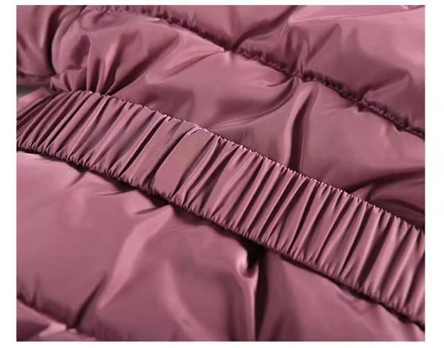 2025 Newyear Clothes Girls Winter Coat Kids Snow Puffer Jacket Hooded Warm With Waist Belt and Pockets